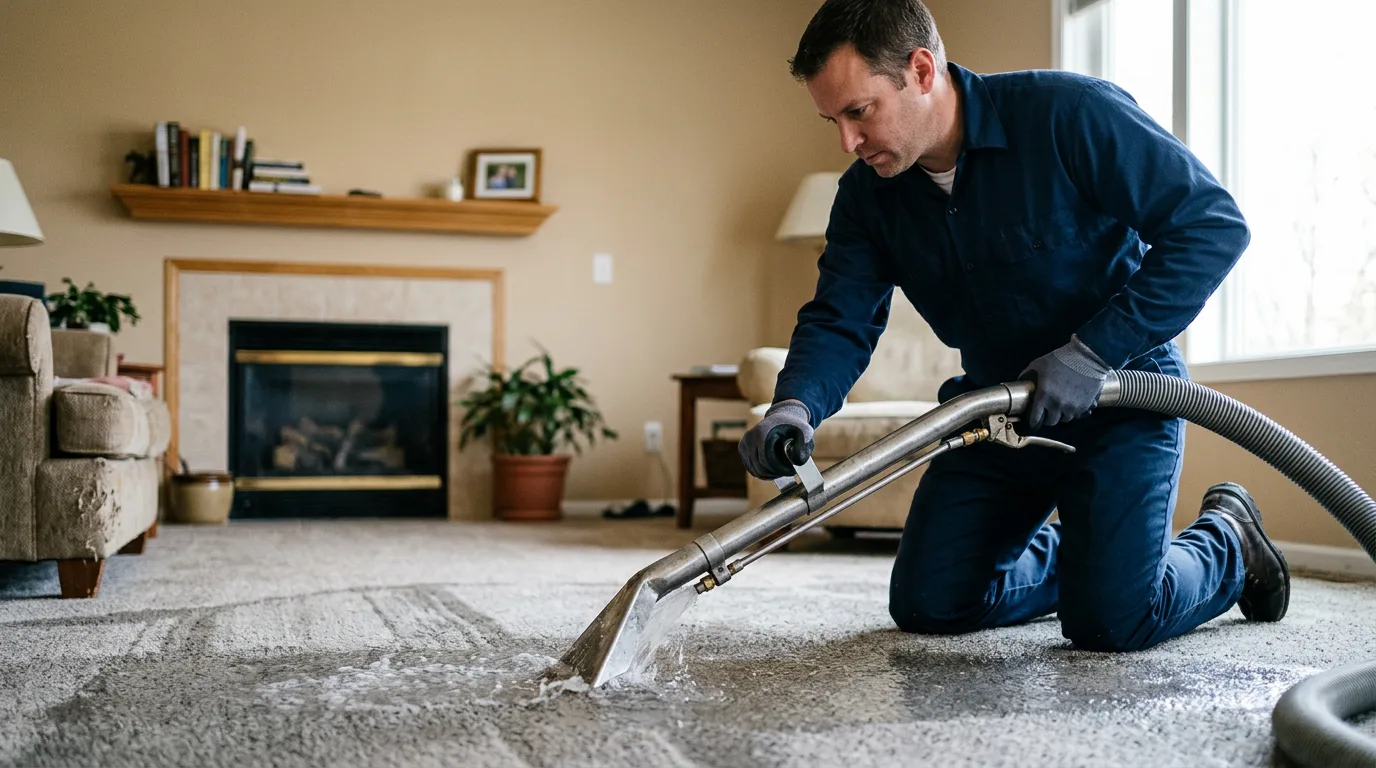 Water damage restoration technician working near Bellevue, WA